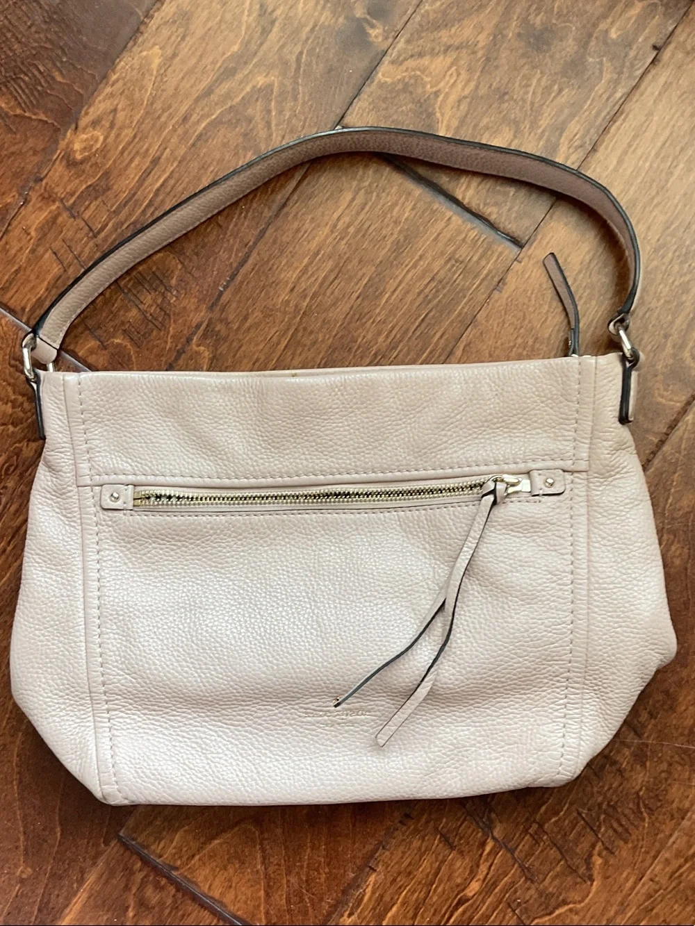 kate spade Cream Pebbled Leather Shoulder Bag with Front Zip